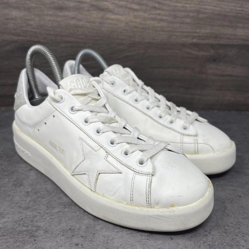 Golden Goose Sneakers Womens Size 7 (38) White Pure Star Lot Glitter Shoes - Picture 4 of 11